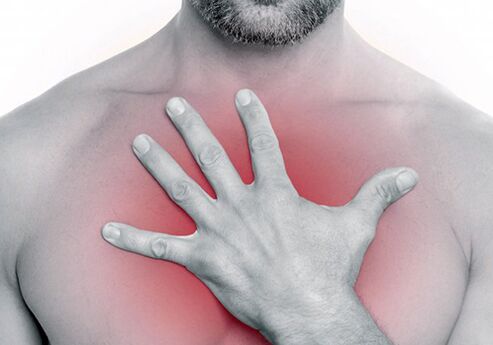 Chest pain is a symptom of osteochondrosis of the thoracic spine